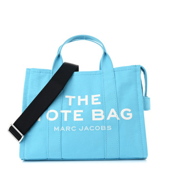 MARC JACOBS Cotton Canvas Medium The Traveler Tote Bag Aqua