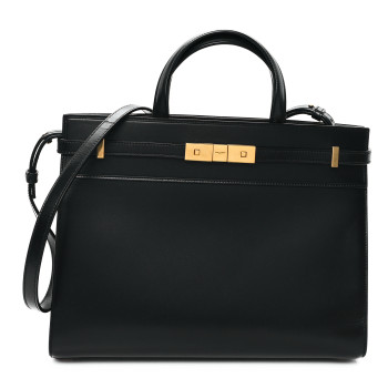SAINT LAURENT Calfskin Small Manhattan Shopper Tote Black