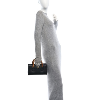 GUCCI Textured Dollar Calfskin Web Small Diana Shoulder Bag Black Dusty Grey