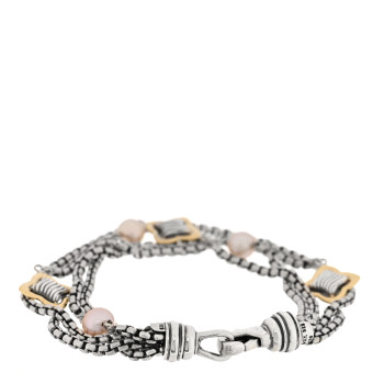 DAVID YURMAN Sterling Silver 18K Yellow Gold Pearl Multistrand Quatrefoil Bracelet
