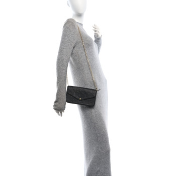 LOUIS VUITTON Empreinte Pochette Felicie Chain Wallet Black