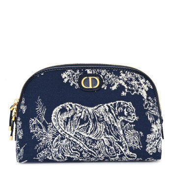 CHRISTIAN DIOR Embroidered Toile De Jouy 30 Montaigne Cosmetic Pouch Blue
