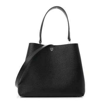 MCM Grained Calfskin Visetos Medium Sarah Hobo Black