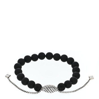 DAVID YURMAN Sterling Silver Black Onyx 8mm Spiritual Beads Adjustable Bracelet