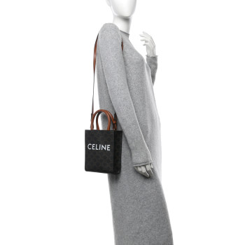 CELINE Triomphe Canvas Calfskin Mini Vertical Cabas Tan