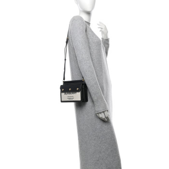 BURBERRY Smooth Calfskin Canvas Horseferry Print Mini Title Bag with Pocket Black
