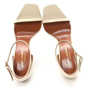 SAINT LAURENT Calfskin 110 Opyum Sandals 38.5 Real Beige