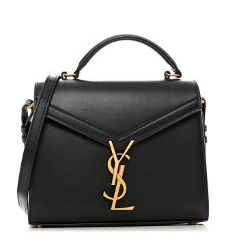 SAINT LAURENT Calfskin Mini Classic Monogram Cassandra Top Handle Black