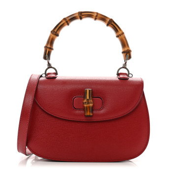 GUCCI Shangai Calfskin Small Classic Bamboo Top Handle Bag Romantic Cerise