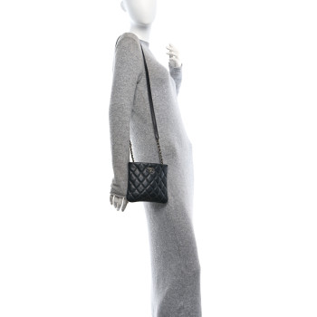 CHANEL Calfskin Quilted Crossbody Bag Black