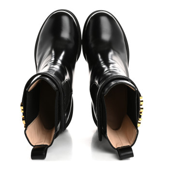 GUCCI Magnum Calfskin Logo Ankle Boots 39.5 Black