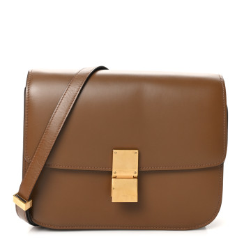 CELINE Box Calfskin Medium Classic Box Flap Bag Camel
