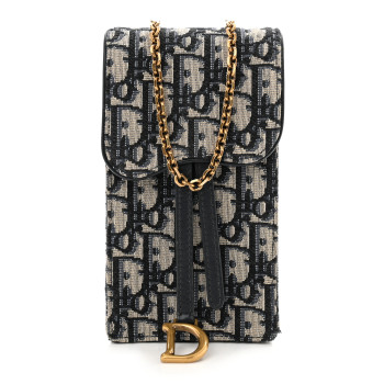 CHRISTIAN DIOR Oblique Vertical Saddle Pouch Blue