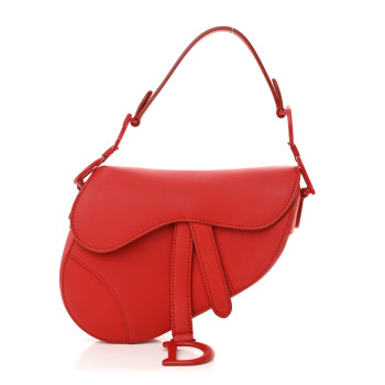 CHRISTIAN DIOR Ultra Matte Calfskin Mini Saddle Bag Red
