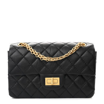 CHANEL Aged Calfskin Quilted 2.55 Reissue Mini Flap Black