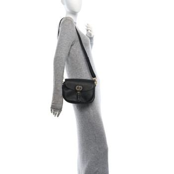 CHRISTIAN DIOR Grained Calfskin Medium Bobby Flap Black