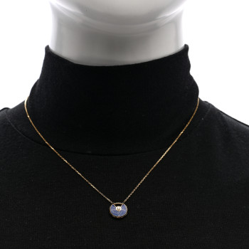 CARTIER 18K Yellow Gold Diamond Lapis Lazuli XS Amulette de Cartier Pendant Necklace