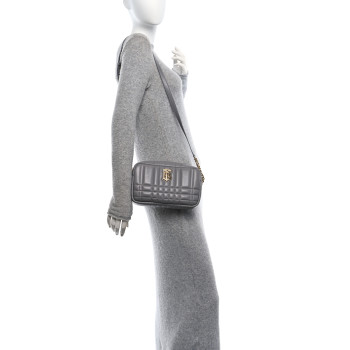 BURBERRY Calfskin Quilted Small Lola Camera Bag Grey