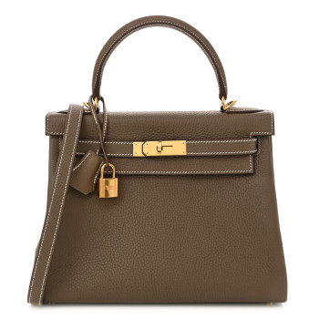 HERMES Taurillon Clemence Kelly Retourne 28 Etoupe