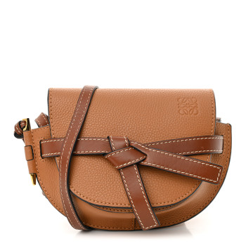 LOEWE Grained Calfskin Mini Gate Crossbody Bag Caramel Pecan
