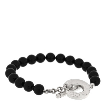 TIFFANY Sterling Silver Black Onyx Bead Toggle Bracelet