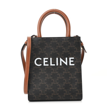CELINE Triomphe Canvas Calfskin Mini Vertical Cabas Tan