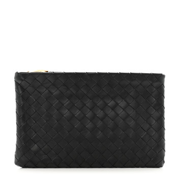 BOTTEGA VENETA Nappa Intrecciato Zip Pouch Black