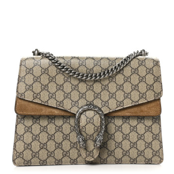 GUCCI GG Supreme Monogram Medium Dionysus Shoulder Bag Taupe