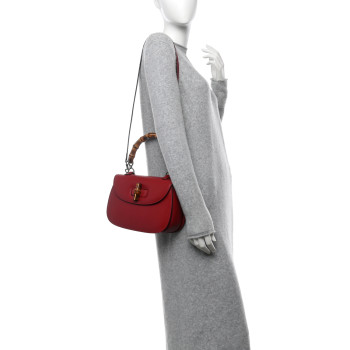 GUCCI Shangai Calfskin Small Classic Bamboo Top Handle Bag Romantic Cerise