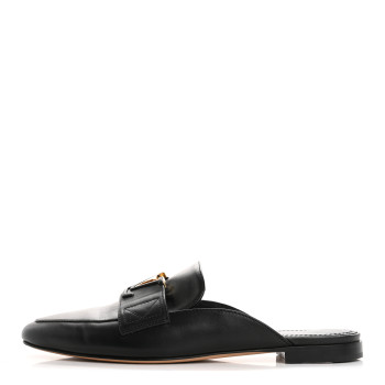 LOUIS VUITTON Calfskin LV Mare Open Back Loafers 38 Black