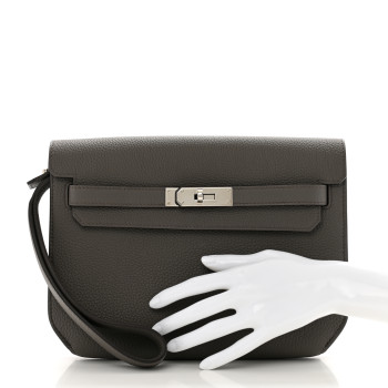 HERMES Togo Kelly Depeches 25 Pouch Etain