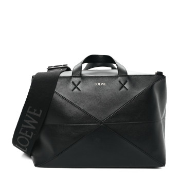 LOEWE Shiny Calfskin Puzzle Fold Duffle Black