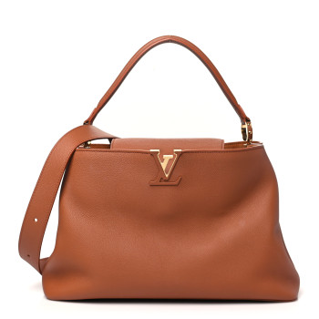 LOUIS VUITTON Smooth Grained Calfskin Capucines GM Souple Cognac