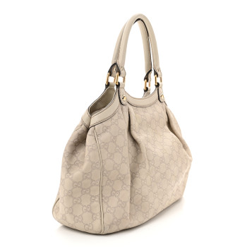 GUCCI Guccissima Medium Sukey Tote Mystic White