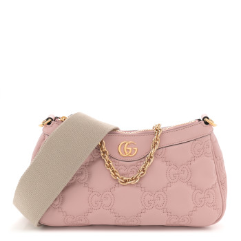 GUCCI Calfskin GG Matelasse Chain Handbag Perfect Pink Natural