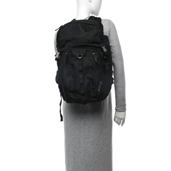PRADA Tessuto Nylon Montagna Double Buckle Backpack Black