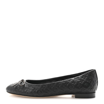 LOUIS VUITTON Calfskin Monogram Embossed Nina Ballerina Flats 36 Black