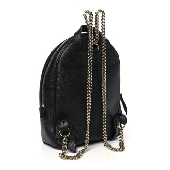 GUCCI Pebbled Calfskin Soho Chain Backpack Black