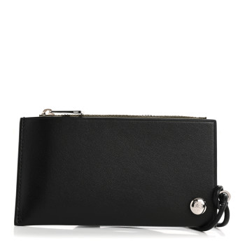 LOEWE Nappa Calfskin Pebble Slider Coin Card Holder Black Dark Khaki