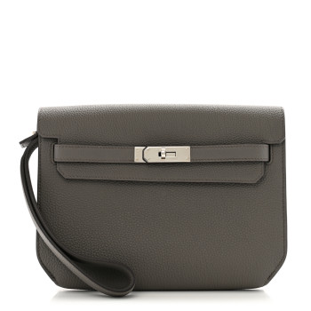 HERMES Togo Kelly Depeches 25 Pouch Etain