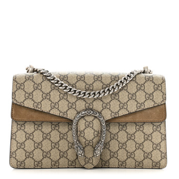 GUCCI GG Supreme Monogram Small Dionysus Shoulder Bag Taupe