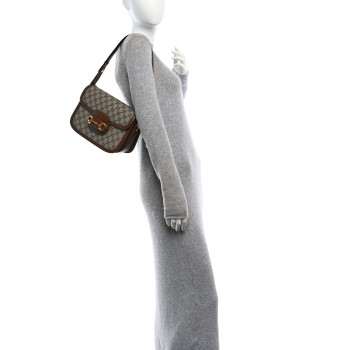 GUCCI GG Supreme Monogram Horsebit 1955 Shoulder Bag Beige Brown Sugar