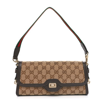 GUCCI GG Monogram Small Luce Shoulder Bag Beige Ebony