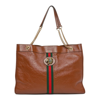 GUCCI Calfskin Large Rajah Chain Tote Cuir