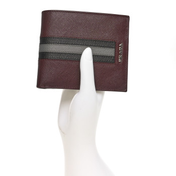 PRADA Saffiano Tri-Color Bi-Fold Wallet Granato