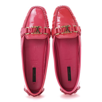 LOUIS VUITTON Patent Calfskin Oxford Loafers 39.5 Rose Indien