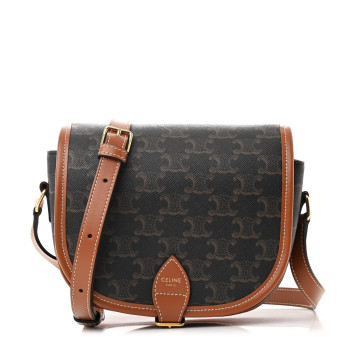 CELINE Triomphe Canvas Medium Folco Bag Tan