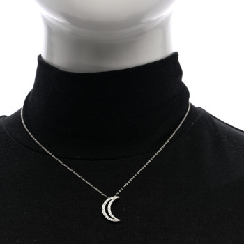 TIFFANY Platinum Diamond Moon Pendant Necklace