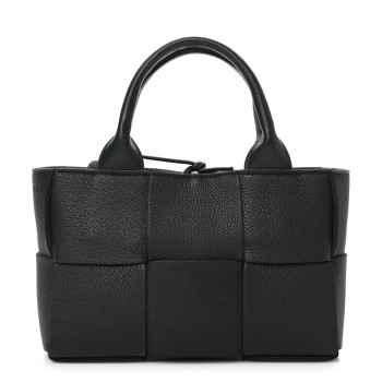 BOTTEGA VENETA Grained Calfskin Maxi Intrecciato Mini Arco Tote Black