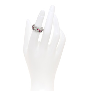 TIFFANY Platinum Diamond Ruby Enchant Scroll Ring 49 4.75